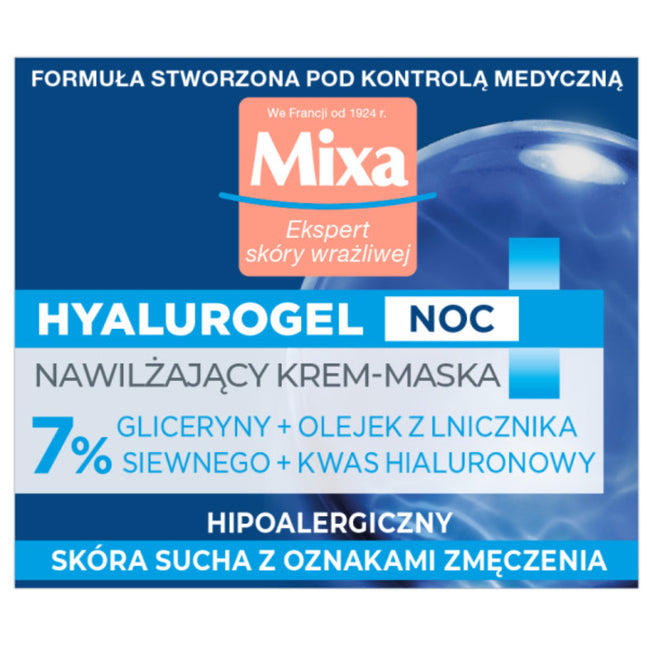 MIXA Hyalurogel Noc nawilżający krem-maska na noc 50ml