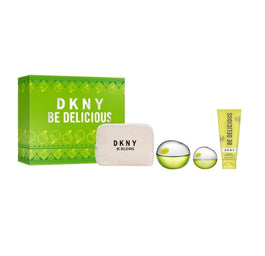 Donna Karan DKNY Be Delicious zestaw woda perfumowana spray 100ml + balsam do ciała 100ml + woda perfumowana spray 15ml + kosmetyczka