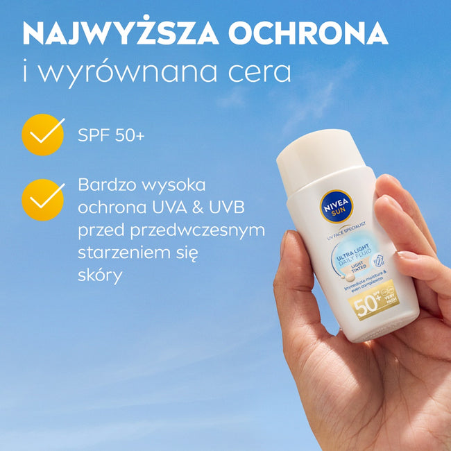 Nivea Sun Ultra Light Daily Fluid SPF50+ fluid do twarzy Light Tinted 40ml