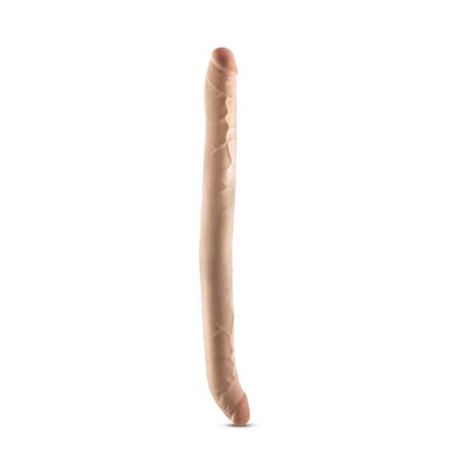Blush Dr. Skin+  Posable Double Dong dwustronne realistyczne dildo Beige 42cm