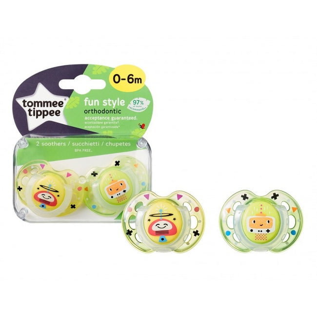Tommee Tippee Fun Style smoczek uspokajający 0-6m Żółty 2szt.