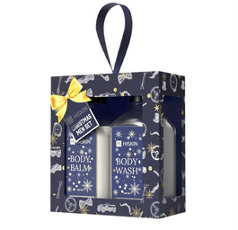 HiSkin Christmas Men Set zestaw balsam do ciała 200ml + żel pod prysznic 200ml + gąbka