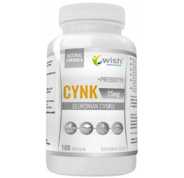 WISH Pharmaceutical Cynk glukonian cynku 15mg suplement diety 180 kapsułek