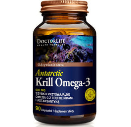 Doctor Life Antarctic Krill Omega-3 szybko przyswajalne omega-3 z fosfolipidami i astaksantyną suplement diety 90 kapsułek