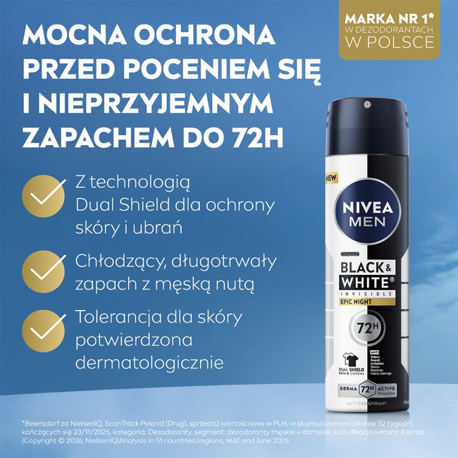 Nivea Men Black & White Invisible Epic Night antyperspirant spray 150ml