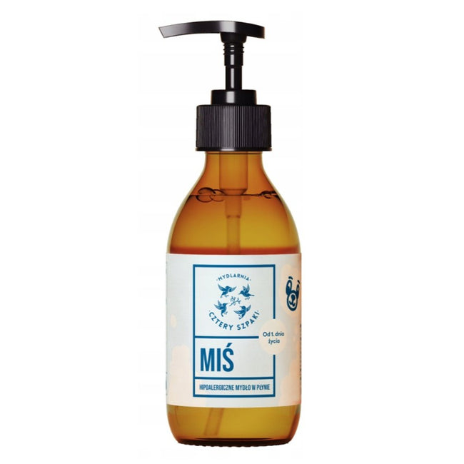 Mydlarnia Cztery Szpaki Hipoalergiczne naturalne mydło w płynie od 1. dnia życia Miś 300ml
