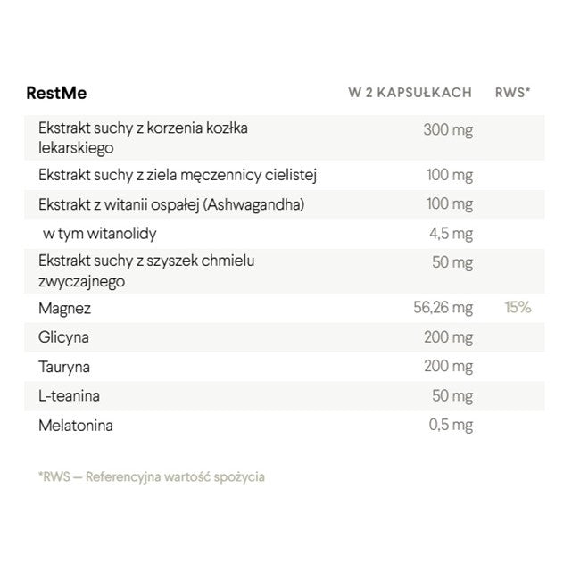 HealthLabs RestMe suplement diety 60 kapsułek