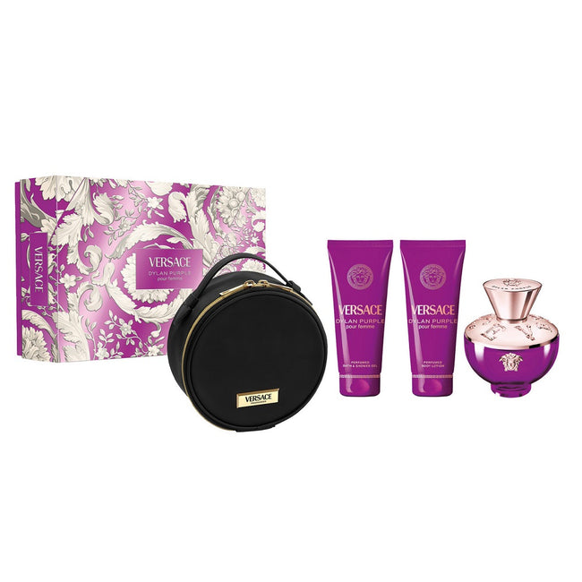 Versace Dylan Purple Pour Femme zestaw woda perfumowana spray 100ml + balsam do ciala 100ml + żel pod prysznic 100ml + kosmetyczka