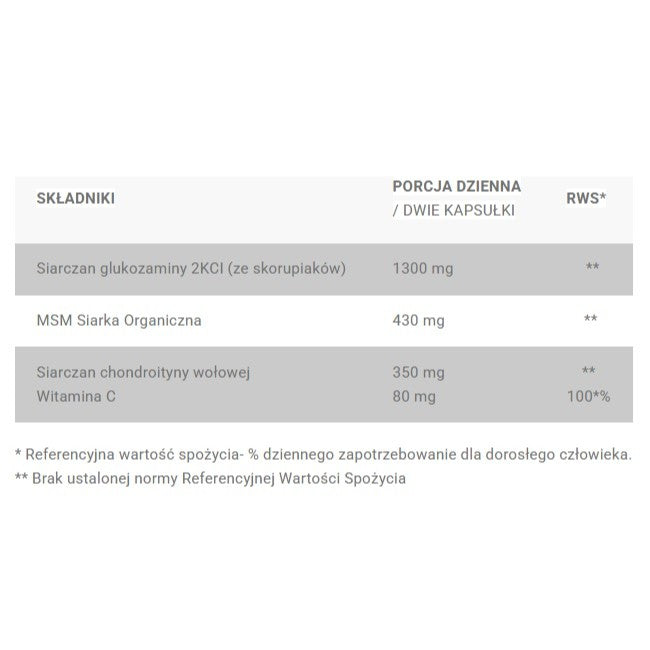 Progress Labs Glukozamina + Chondroityna + MSM + Witamina C suplement diety 120 kapsułek