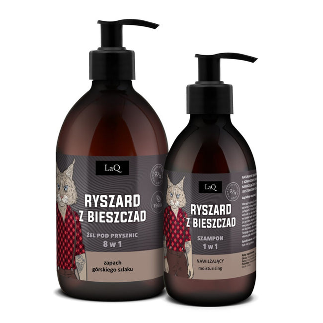 LaQ Ryszard z Bieszczad Czarny Mat zestaw żel pod prysznic 500ml + szampon 300ml
