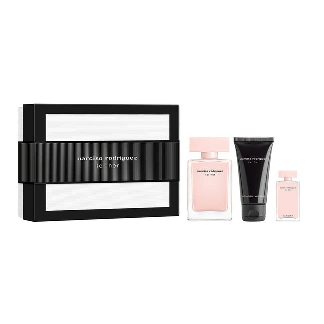 Narciso Rodriguez For Her zestaw woda perfumowana spray 50ml + woda perfumowana spray 7.5ml + balsam do ciała 50ml