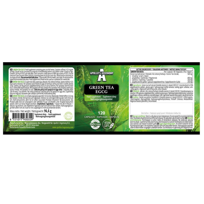 Apollo's Hegemony Green Tea EGCG suplement diety 120 kapsułek
