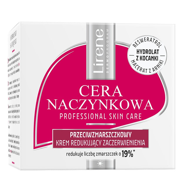 Lirene Cera Naczynkowa przeciwzmarszczkowy krem redukujący zaczerwienienia na dzień i na noc 50ml