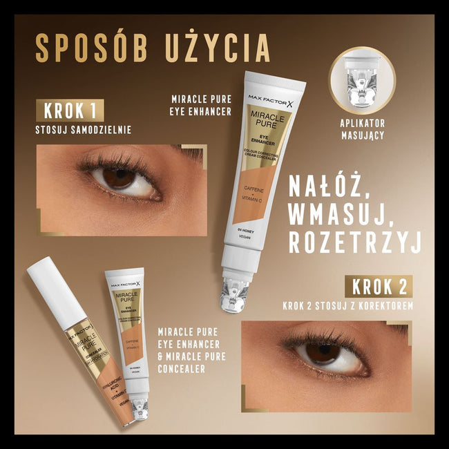 Max Factor Miracle Pure Eye Enhancer rozświetlający korektor zapewniający 24-godzinne nawilżenie
