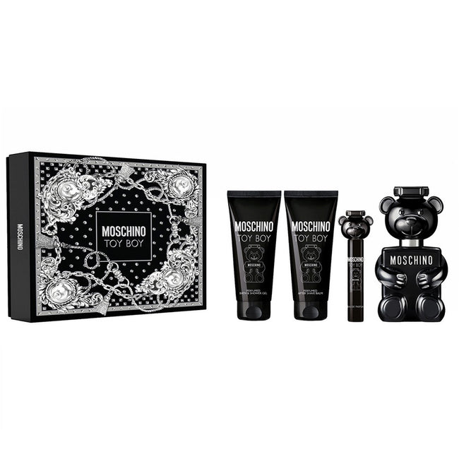 Moschino Toy Boy zestaw woda perfumowana spray 100ml + woda perfumowana spray 10ml + żel pod prysznic 100ml + balsam po goleniu 100ml