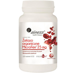 Aliness Żelazo organiczne MicroFerr® 25mg suplement diety 100 tabletek