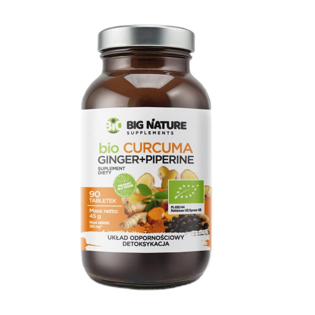 Big Nature Bio Curcuma Ginger + Piperine suplement diety 90 tabletek