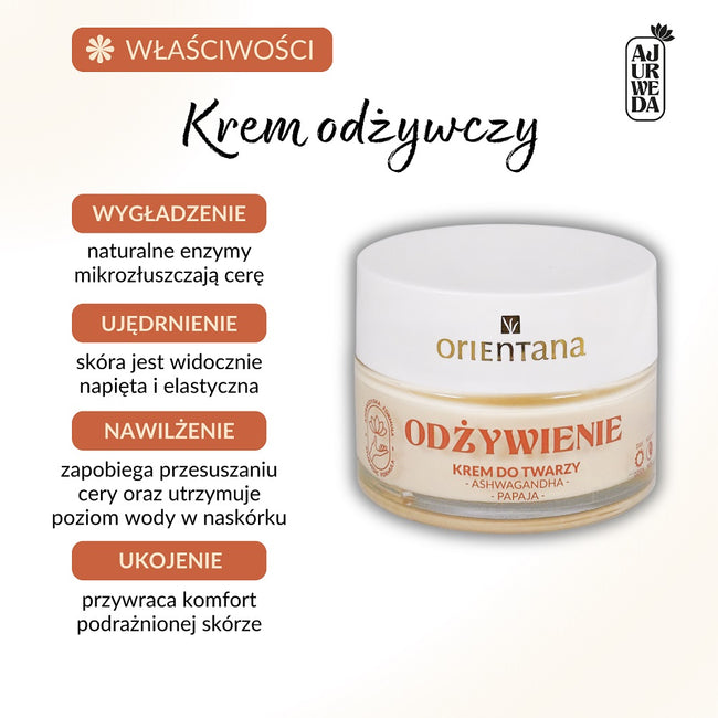 ORIENTANA Odżywienie krem do twarzy Ashwagandha i Papaja 40ml