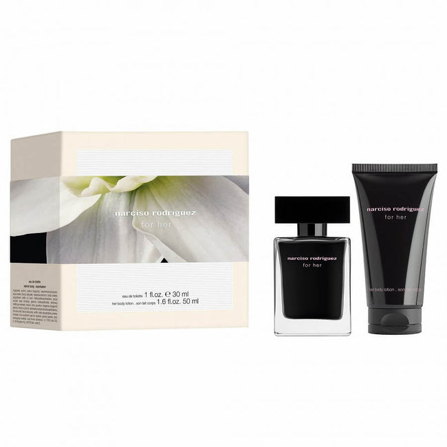 Narciso Rodriguez For Her zestaw woda toaletowa spray 30ml + balsam do ciała 50ml