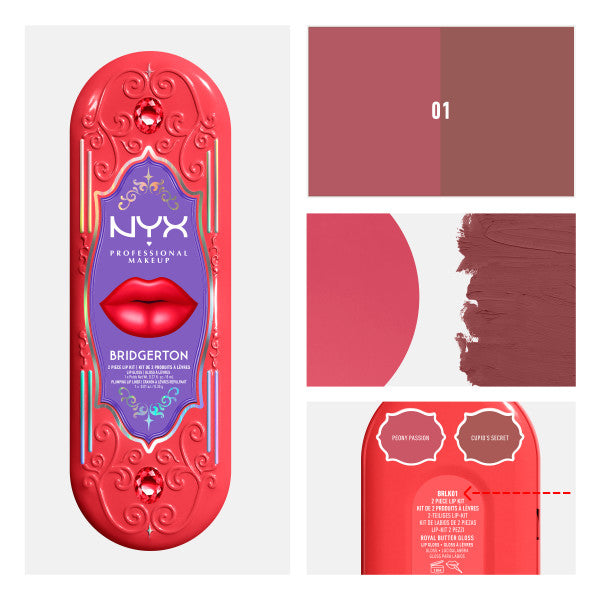 NYX Professional MakeUp Bridgerton Royal Treasures 2-Piece Lip Kit zestaw błyszczyk i konturówka