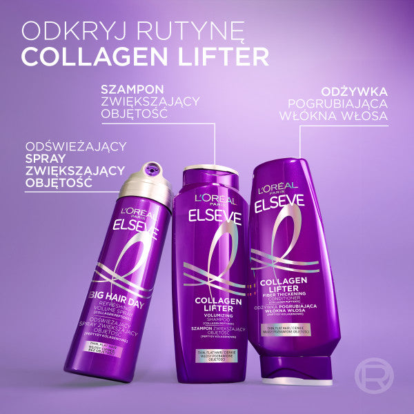 L'Oreal Paris Elseve Collagen Lifter szampon zwiększający objętość do włosów cienkich i pozbawionych objętości 400ml