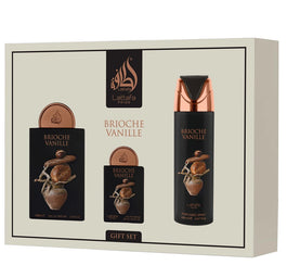 Lattafa Brioche Vanille zestaw woda perfumowana spray 100ml + woda perfumowana spray 20ml + dezodorant spray 200ml