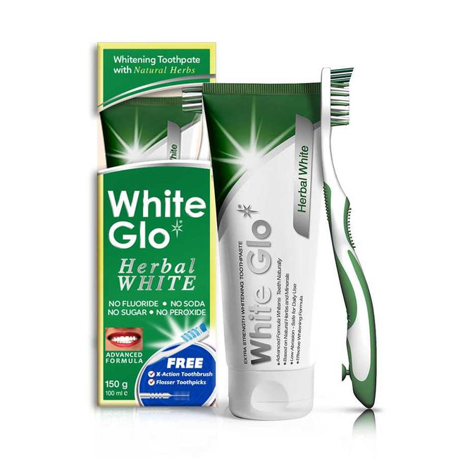 White Glo Herbal White wybielająca ziołowa pasta do zębów 100ml + szczoteczka do zębów
