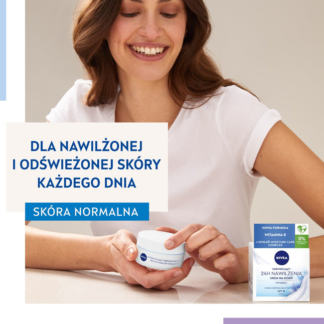 Nivea 24H Nawilżenia odświeżający krem na dzień SPF15 cera normalna i mieszana 50ml