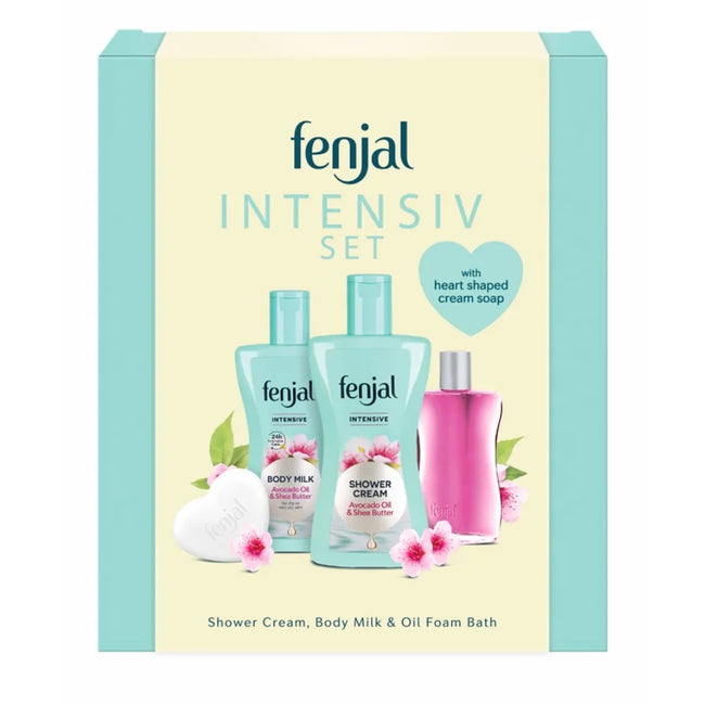 Fenjal Intensive zestaw kremowy żel pod prysznic 200ml + mleczko do ciała 200ml + olejek do kąpieli 50ml + mydło w kostce 90g