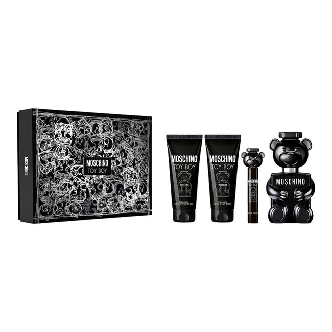 Moschino Toy Boy zestaw woda perfumowana spray 100ml + żel pod prysznic 100ml + balsam po goleniu 100ml + woda perfumowana spray 10ml