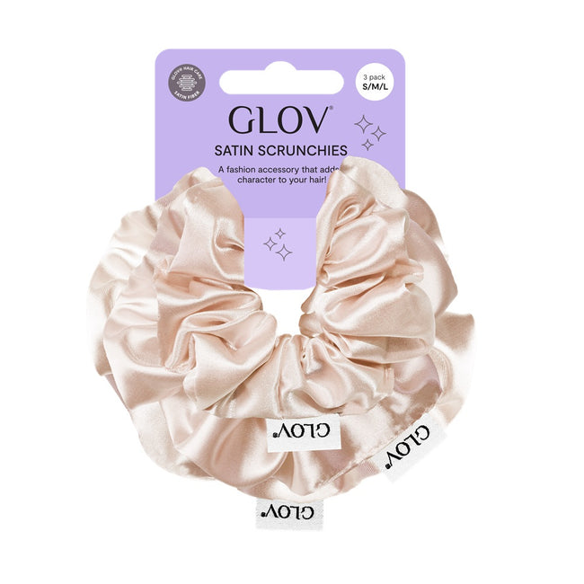 Glov Satin Scrunchies gumki do włosów S/M/L Champagne 3szt