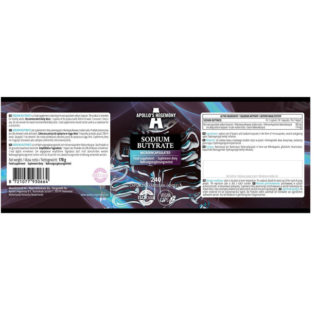 Apollo's Hegemony Sodium Butyrate suplement diety 240 kapsułek
