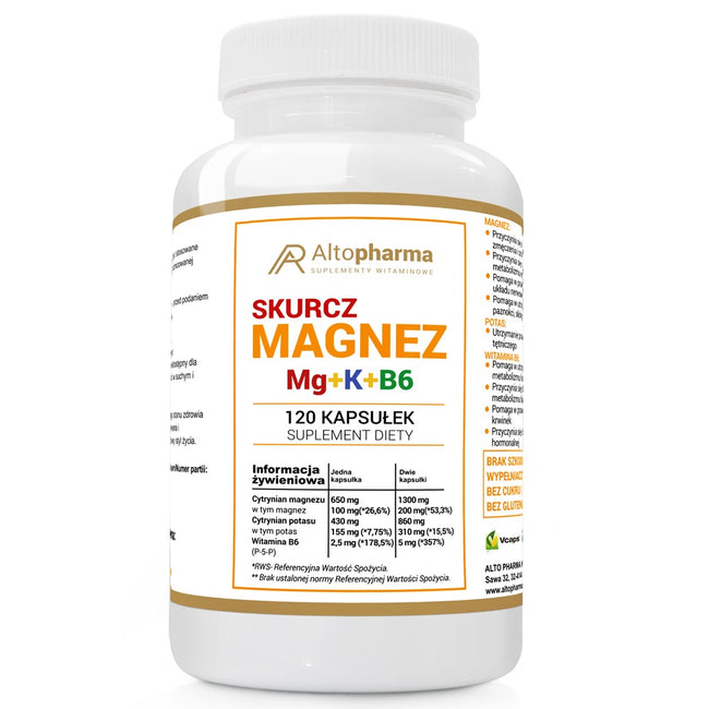 AltoPharma Magnez Skurcz + Potas + Witamina B suplement diety 120 kapsułek