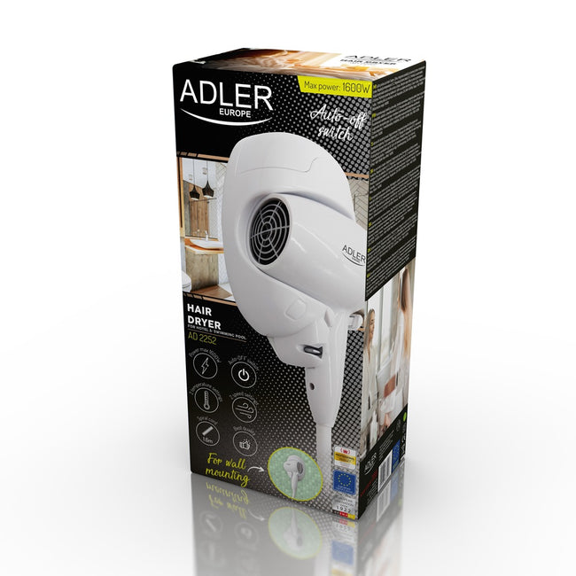 Adler Suszarka do włosów hotelowo-basenowa 1600W AD 2252 Biała
