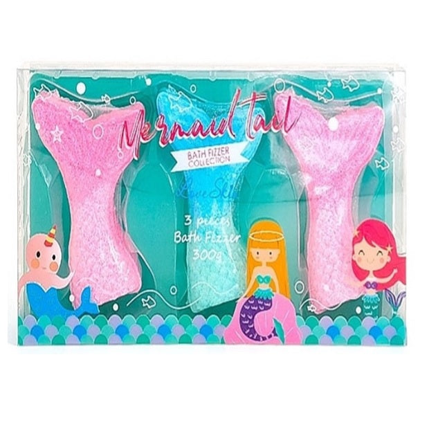 Love Skin Mermaid Tail Bath Fizzer zestaw musujących bomb do kąpieli 3x100g