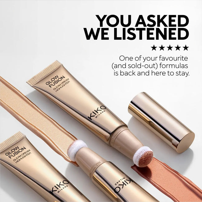KIKO Milano Glow Fusion Gleam Dream Highlighter rozświetlacz do twarzy w płynie z aplikatorem gąbkowym