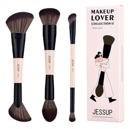 JESSUP Duo-End Brush Versatility Collection zestaw dwustronnych pędzli do makijażu Peach Dust 3szt.