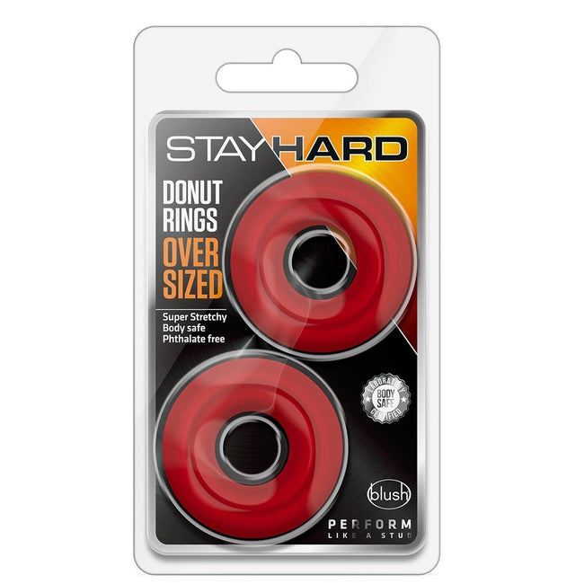 Blush Stay Hard Donut Rings Oversized opaski erekcyjne na penisa Red 2szt