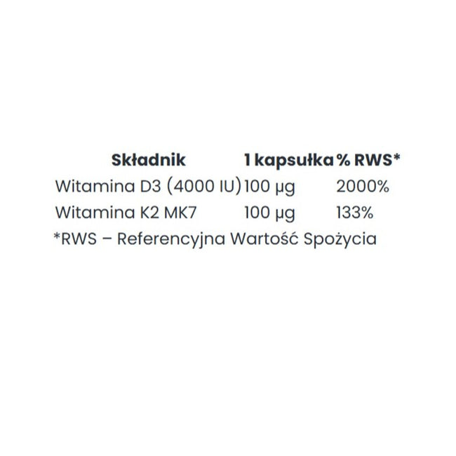Big Nature Witamina D3 + K2 suplement diety 60 kapsułek