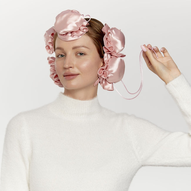 Glov CoolCurl Overnight Blowout wałki do kręcenia włosów na zimno 3szt + Mini satynowe czepki 3szt Pink