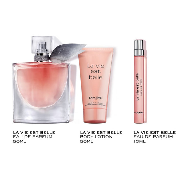 Lancome La Vie Est Belle zestaw woda perfumowana spray 50ml + woda perfumowana spray 10ml + balsam do ciała 50ml