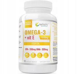 WISH Pharmaceutical Omega-3 1000mg + Vit E Natural Formula suplement diety 90 kapsułek miękkich