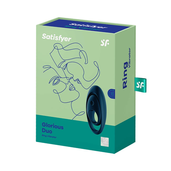 Satisfyer Glorious Duo wibrujący pierścień na penisa Blue