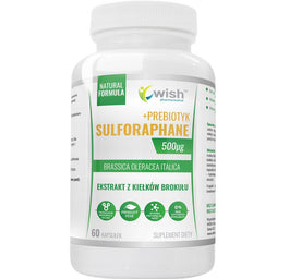 WISH Pharmaceutical Sulforaphane 500µg + Prebiotyk suplement diety 60 kapsułek