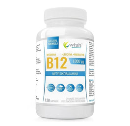 WISH Pharmaceutical Witamina B12 1000mcg + Leucyna + Prebiotyk suplement diety 120 kapsułek
