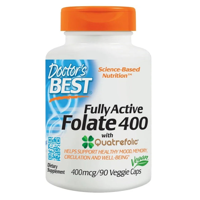 Doctor's Best Fully Active Folate 400 with Quatrefolic suplement diety 90 vege kapsułek