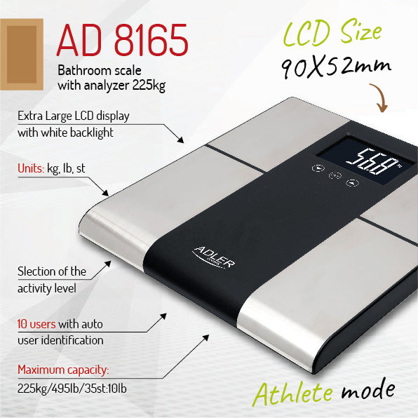 Adler Waga łazienkowa analityczna do 225kg AD 8165