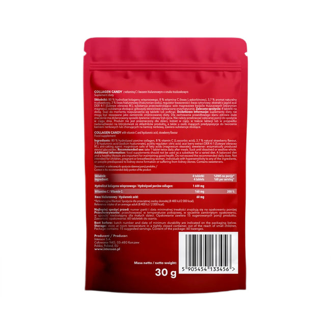 Intenson Collagen Candy suplement diety Truskawka 60 pastylek do ssania