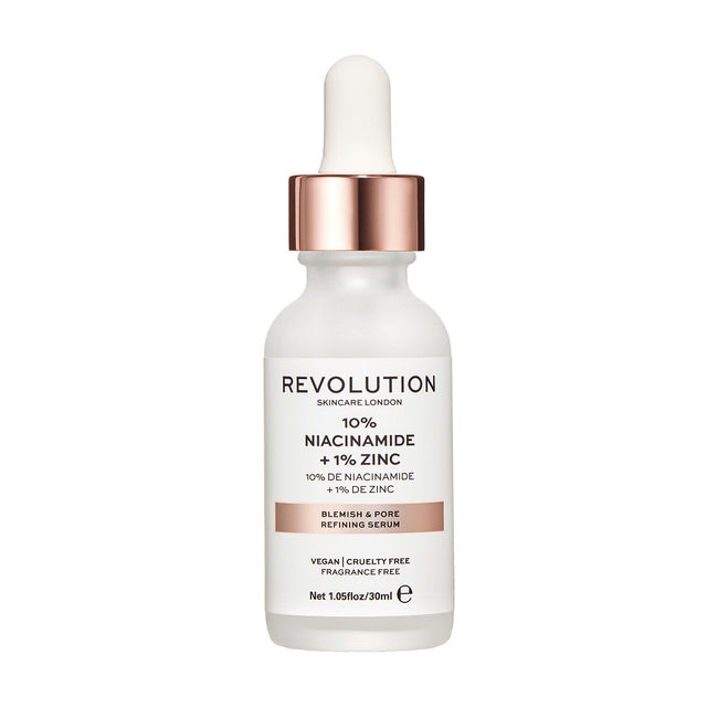 Revolution Skincare 10% Niacinamide + 1% Zinc Blemish & Pore Refining Serum wygładzające serum na rozszerzone pory do cery tłustej 30ml