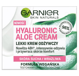 Garnier Hyaluronic Aloe Cream lekki krem odżywczy do skóry suchej i wrażliwej 50ml